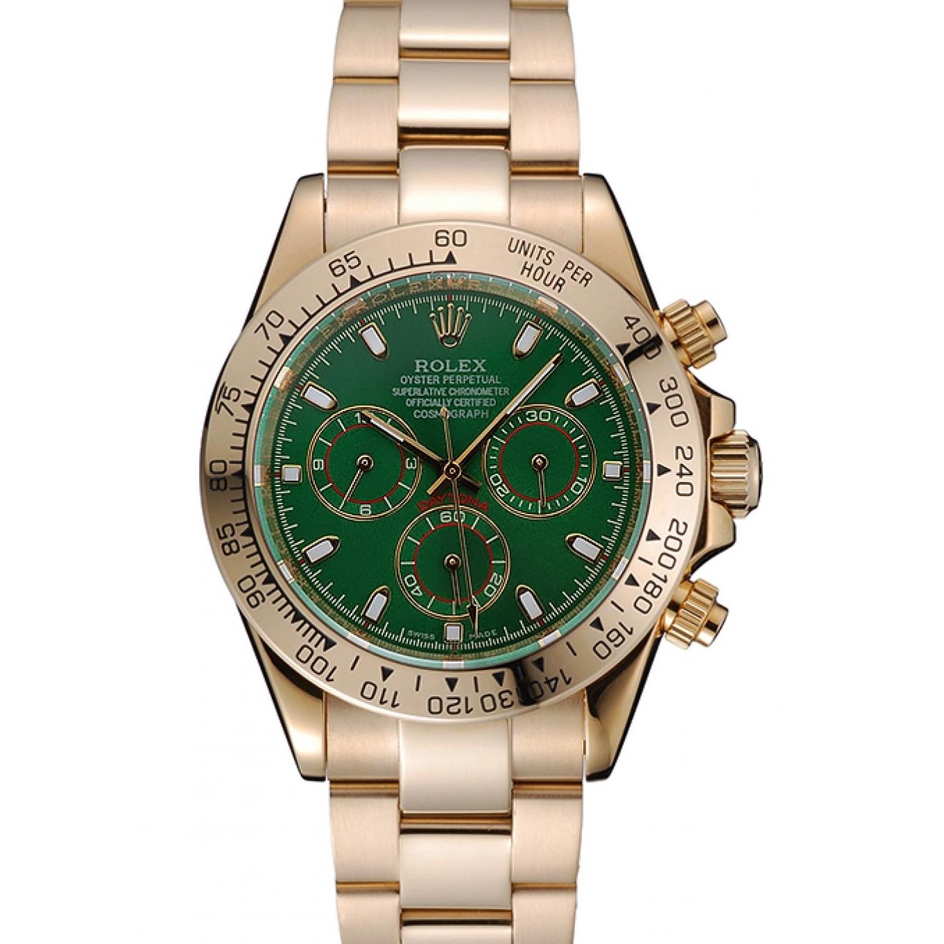 Rolex aaa copy And Bracelet Dial Rolex 1454244 Case Cosmograph Daytona Gold Green 0817